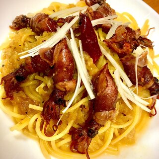 ホタルイカの玉ねぎソースパスタ